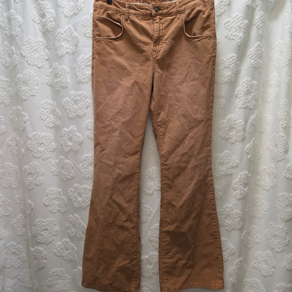 Pilcro and the Letterpress Script Corduroy Flare Pants Brown Back Lace Up 31